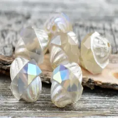 *15* 11x10mm Antique Silver AB Washed Crystal Faceted Turbine Beads