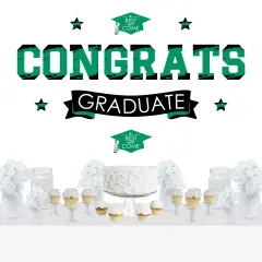 Big Dot of Happiness Green Graduation Party Photo Backdrop - Wall Decals