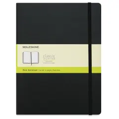 Moleskine Classic Hardcover Notebook - Black, Blank, 9-3/4" x 7-1/2"