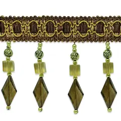 Anika Cube / Diamond Beaded Fringe Trim Brown Multi