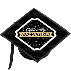 Big Dot of Happiness Officially Unemployed - Graduation Cap Decorations Kit - Grad Cap Cover
