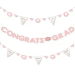Big Dot of Happiness Rose Gold Grad - Graduation Party Letter Banner Decoration - 36 Banner Cutouts and Congrats Grad Banner Letters