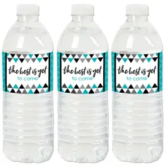 Big Dot of Happiness Teal Graduation Party Water Bottle Sticker Labels - Set of 20