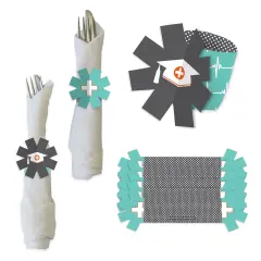 Big Dot of Happiness Medical School Grad - Doctor Graduation Party Paper Napkin Holder - Napkin Rings - Set of 24
