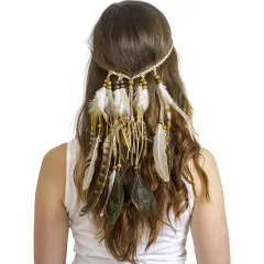 Native American Tribal Costume Head Dress with Feathers for Women and Kids