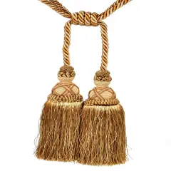 Belagio Tieback Tassel, 2 Tassels- 10&rdquo; Long with 15&rdquo; Cord , Milante Collection, Sable/Olive Green