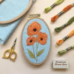 MCreativeJ Poppies - Intermediate Hand Embroidery DIY Craft Kit
