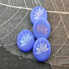 *8* 17mm Periwinkle AB Laser Tattoo Lotus Flower Coin Beads