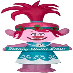 4' Gemmy Airblown Inflatable Troll's Queen Poppy in Christmas Outfit w/ Banner 117573