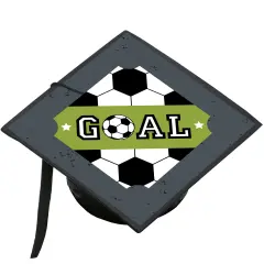 Big Dot of Happiness Grad Soccer - Graduation Cap Decorations Kit - Grad Cap Cover