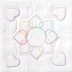 Jack Dempsey Stamped White Quilt Blocks 18"X18" 6/Pkg-XX Hearts Circle