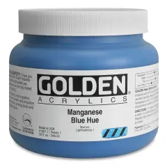 Golden Heavy Body Artist Acrylics - Manganese Blue Historic Hue, 32 oz Jar