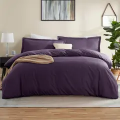 Nestl Double Brushed Microfiber Duvet Cover Set Purple