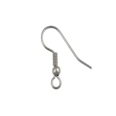 JewelrySupply French Hook Earring Wire with Bead & Spring Surgical Stainless Steel (10-Pcs)