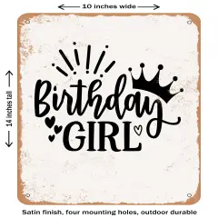 DECORATIVE METAL SIGN - Birthday Girl - 9- Vintage Rusty Look