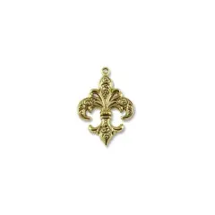 JewelrySupply Pendant | Fleur de lis 38.5x27mm Pewter Antique Gold Plated