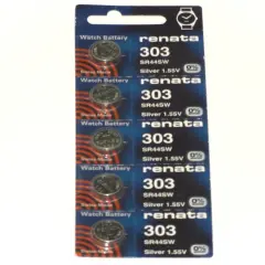 New Renata 5 Pcs/ 1 Card Silver Oxide Battery SR44SW, 303