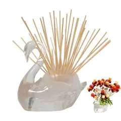 Skewer Food Server, The Elegant Swan Set Includes 100 All Natural Bamboo Skewers to display bite-sized fruits, vegetables, meats, cheese, desserts, and other appetizers.