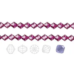 Preciosa Czech Crystal Beads Fuchsia Faceted Bicone 4mm Package of 144