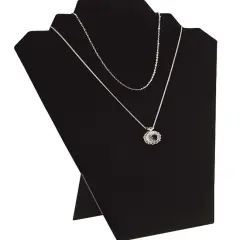 JewelrySupply Necklace Display Holds 2 Chains (Black Velvet)