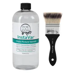 Tusc & Pine InstaVar Varnish & Mottler #2 Brush - Archival Quality Varnish for Oil, Alkyd, and Acrylic Artists