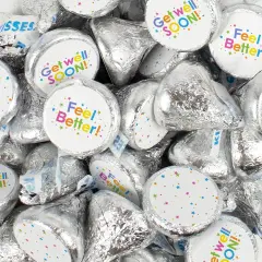 90 Pcs Get Well Soon Candy Gift Milk Chocolate Hershey's Kisses (1lb) - No Assembly Required - By Just Candy