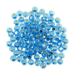 Czech Seed Bead 6/0 (4mm) Beads Silver Lined Aquamarine Beads