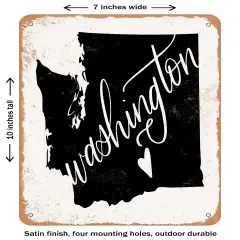 DECORATIVE METAL SIGN - Washington Heart- Vintage Rusty Look