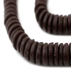 The Bead Chest Brown Ashanti Glass Disk Beads (14mm)