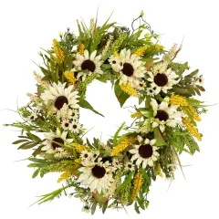 Northlight 24" Beige Sunflowers Artificial Fall Harvest Wreath