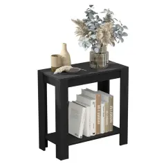 Rustic Side Table Open Accent Table Bedside Storage Slim End Table Living Room