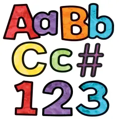 Carson Dellosa 219-Piece Watercolor Cutout Letters, 4" Colorful Upper and Lowercase Alphabet, Numbers, Punctuation, and Symbols for Bulletin Board, Posterboard, Party, and Classroom Decor