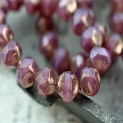 *15* 9mm Bronze Washed Pink Opaline Central Cut Round Beads