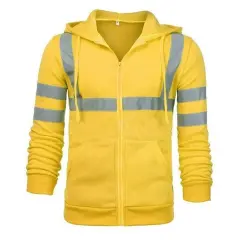 Fullzip Reflective Long Sleeve Fleece Hoodie for Men (Ropa De Trabajo) Safety orange
