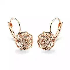 ROSE IS A ROSE 18kt Rose Crystal Earrings In White Yellow And Rose Gold Plating