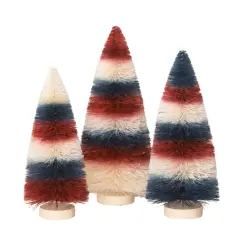 Americana Striped Bottle Brush Tree - Set of 3
