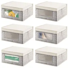 mDesign Medium Fabric Closet Storage Box with Front Window/Lid