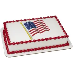 American Flag Edible Cake Topper Image 1/4 sheet