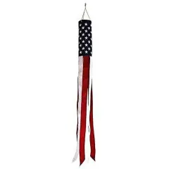 USA Flag Windsock Patriotic Hanging Decoration 210D Embroidered Polyester 60 Inch