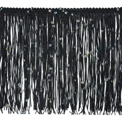 10 Yards of 6" Starlight Hologram Sequin Chainette Fringe Trim | 10 yard cut Black