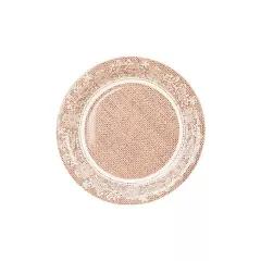 25 NATURAL 9" Burlap Print Floral Lace Paper Dinner PLATES