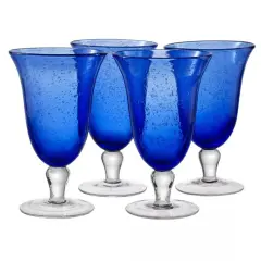 Artland Iris Footed Ice Tea Glasses, Set of 4 - Cobalt Blue