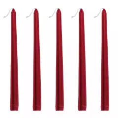 12 Metallic Red Premium 10" Taper Candles Unscented