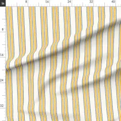 Various Fabrics by the Yard or Fat Quarter Ticking Stripe Traditional Classic Timeless Blue Yellow Cream Custom Printed Fabric by Spoonflower