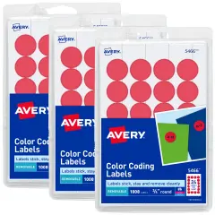 Avery Round Color Coding Labels, Removable Adhesive, Red, 0.75", 3 Pack, 3,024 Labels Total (32136)