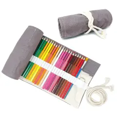 Wrapables Pencil Roll Organizer, Colored Pencil Wrap Pouch (72 slots) Gray