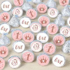 Big Dot of Happiness 1st Birthday Little Miss Onederful - Girl First Birthday Party Small Round Candy Stickers - Party Favor Labels - 324 Count