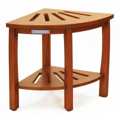 Oceanstar Corner Spa Bench Seat with Storage Shelf. Brown