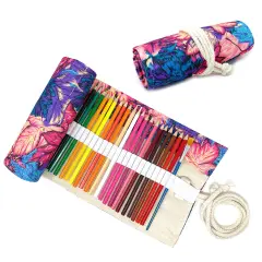 Wrapables Pencil Roll Organizer, Colored Pencil Wrap Pouch (72 slots) Vibrant Leaves
