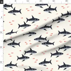 Various Fabrics by the Yard or Fat Quarter Ocean Under The Sea Marine Life Nautical Beach Waves Sharks Fish Custom Printed Fabric by Spoonflower